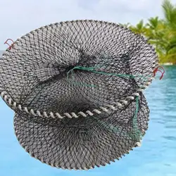 Foldable spring three-hole crab cage round crab crayfish fishing net cage shrimp and shrimp cage crucian fish net bait trap