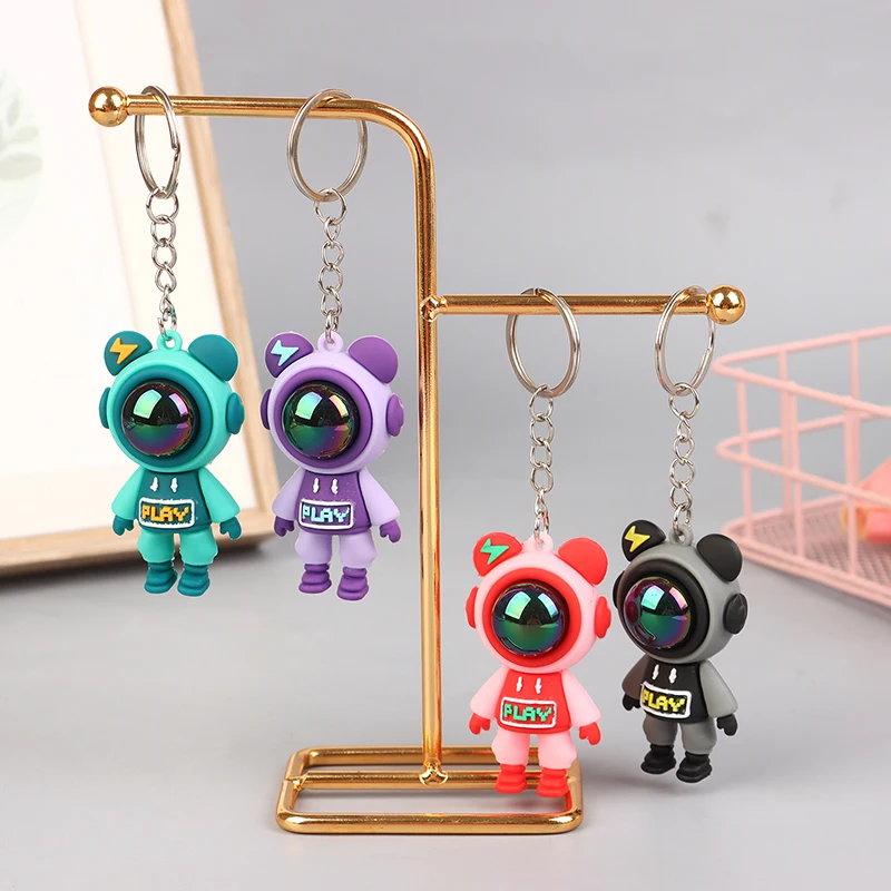 LLavero de dibujos animados de oso relámpago, accesorios de joyería, astronauta, oso violento, conejo, muñeca, mochila de coche, decoraciones, regalos, 1PC