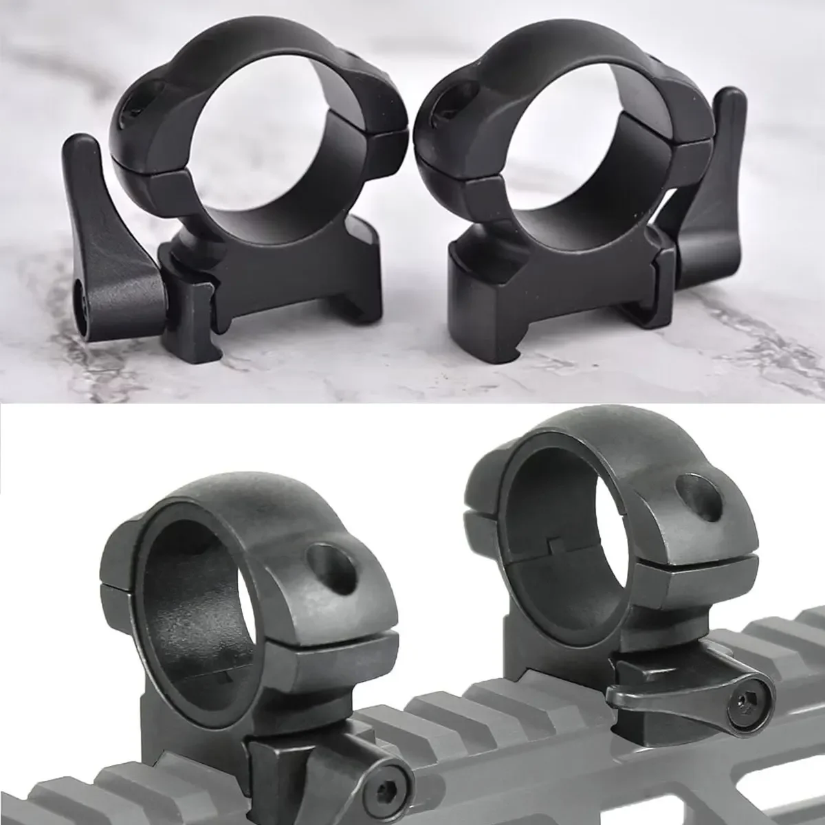 Óptica de aço tático 25.4mm 30mm de diâmetro, anéis de montagem de alcance de desmontagem rápida, perfil baixo, médio e alto, 20mm, montagens de trilho picatinny