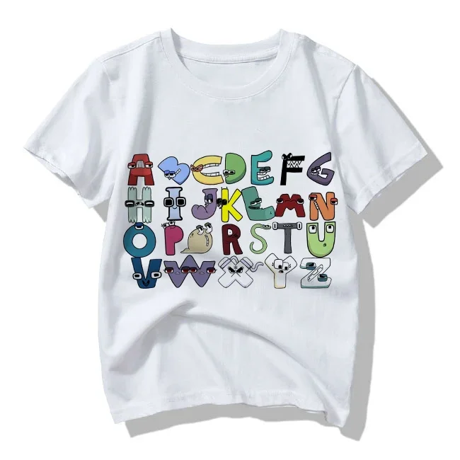 New 2023 Summer Fashion Children\'s Alphabet Lore Harajuku T-shirt Boys T Shirt Girls Clothes Print Cartoon T Shirts Kids Clothes