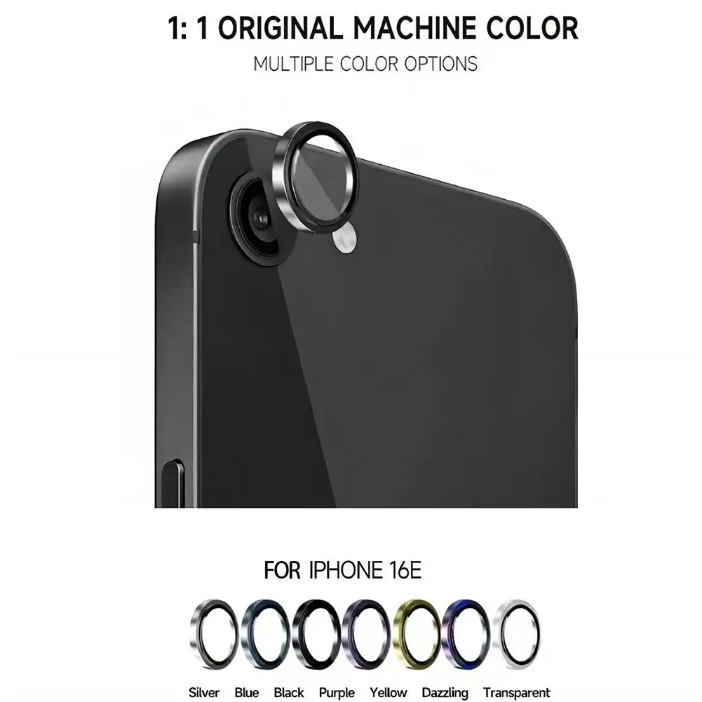 Camera Lens Protector for iPhone 16E 9H Hard Tempered Glass Screen Protector Cover With Meta Decoration Accessories S8T9