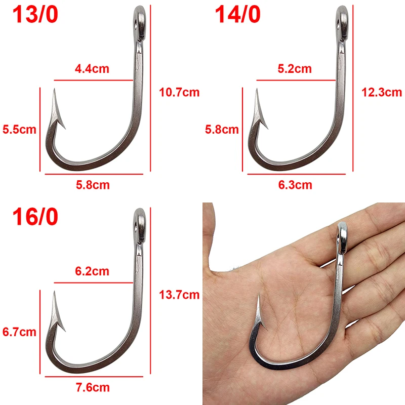 10pcs 7731 Stainless Steel Fishing Hooks Big Thick Tuna Bait Fishing Hook Size 5/0 6/0 7/0 8/0 9/0 10/0 11/0 12/0 13/0 14/0 16/0