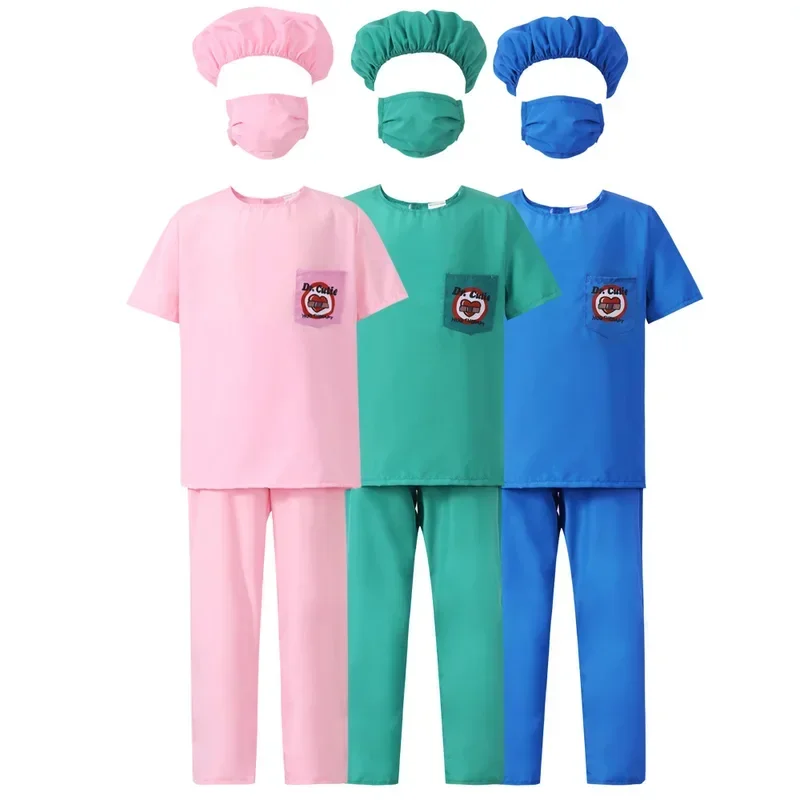 Costumi da medico chirurgo per bambini Abiti uniformi medici PhD Cappotto per ragazzi Ragazze Carnevale di Halloween Dottore Giochi di ruolo Abiti