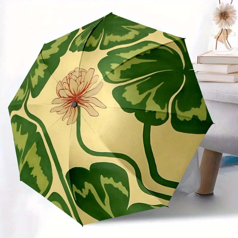 

Автоматический зонт с функцией автоматического открывания/закрывания, 8-спицевая прочная рама, компактный складной зонт с элегантным зеленым дизайном.