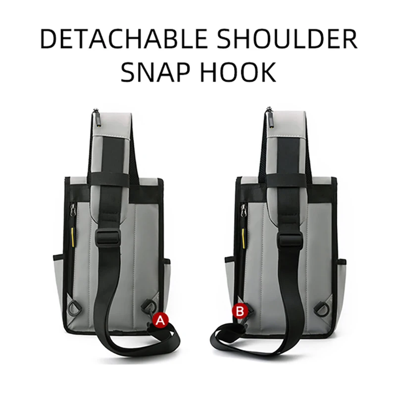 Men Chest Bag Large Capacity Shoulder Bags Portable Lightweight Cross Packs Multi-pocket Crossbody Pack with Detachable Shoulder