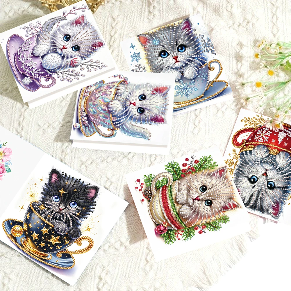 

6Pcs Santa Claus DIY Diamond Painting Card Diamond Daily Wish Card Diamond Painting Greeting Card for Holiday Party Favors