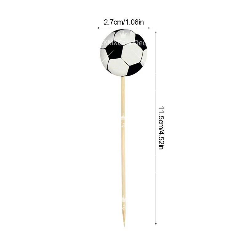 24 Stück/Set Fußball-Cupcake-Topper Schwarz-Weiß Fußball-Deko für Sport-Themen-Geburtstagsfeier Babyparty-Dekorationen – Detail 6