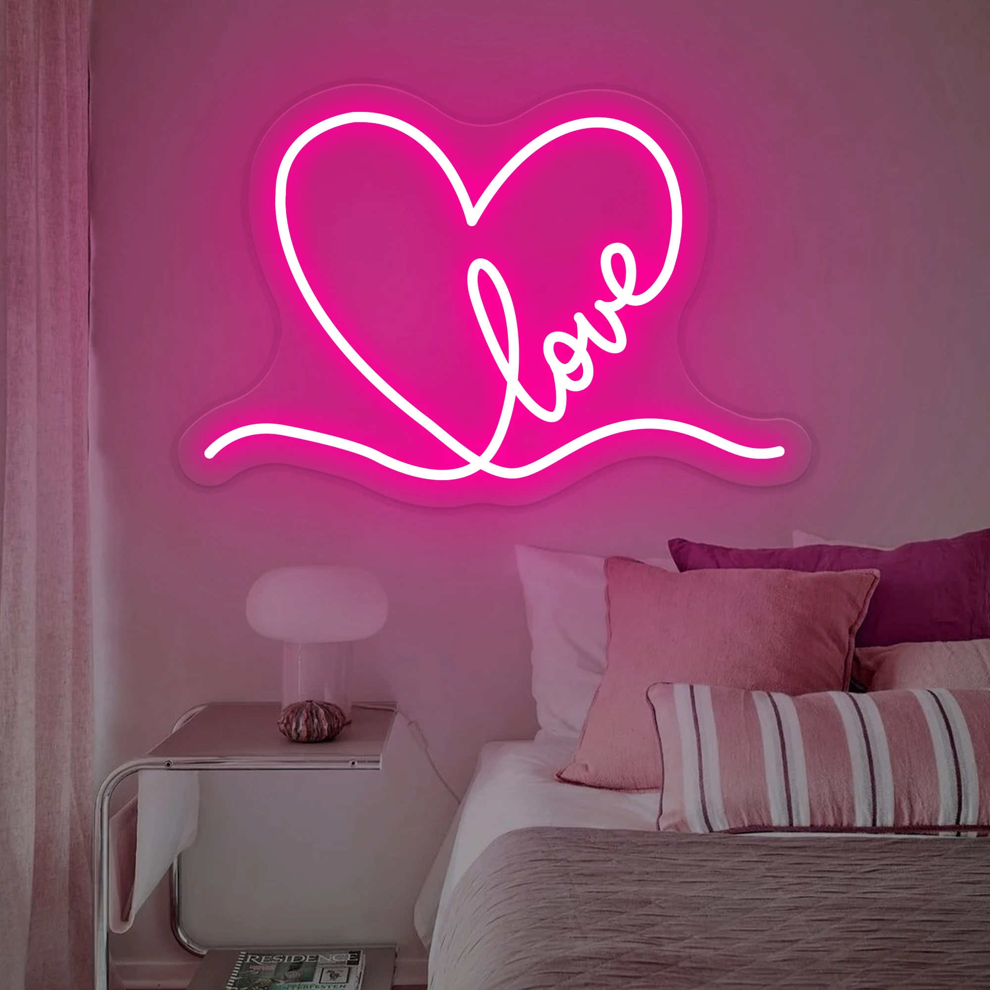 Love Heart Neon Sign Wedding backdrop art decor Valentine's Day Personalized LED Neon Light Unique Gift for couples