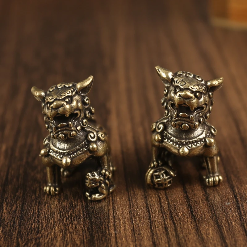 

Little Fairy/Antique Pure Copper Lion Creative Home Garden Ornaments Desk Miniature Statue Ornaments Animal Tea Pet Crafts Gifts