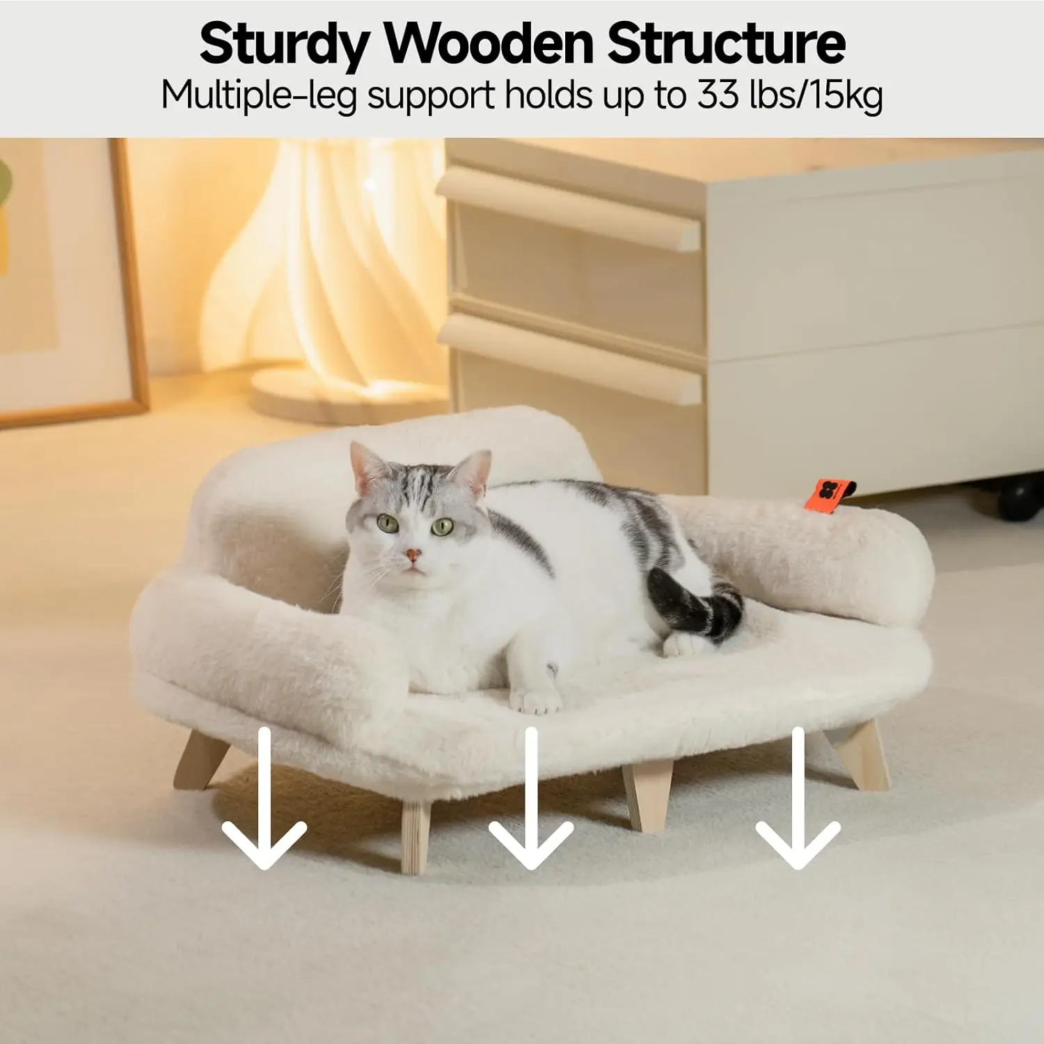 Imagem -06 - Mewoofun-cama para Gatos com Tampa Lavável Removível Sofá Elevado para Gatos Cães Pequenos e Médios Sofá para Animais de Madeira