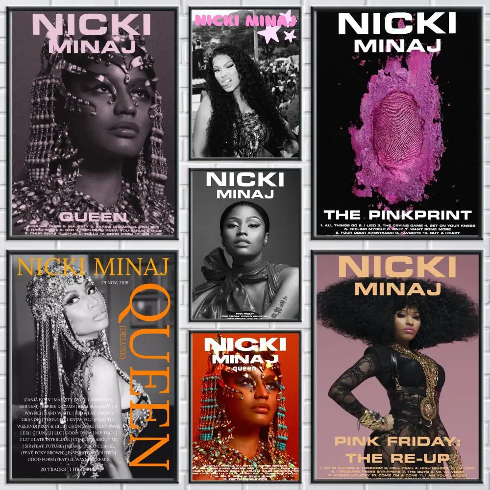 N-Nicki Minaj Pink F-Friday Poster Perfect Sticker Self Adhesive Wall Art Decor for Home Office Dining Spaces