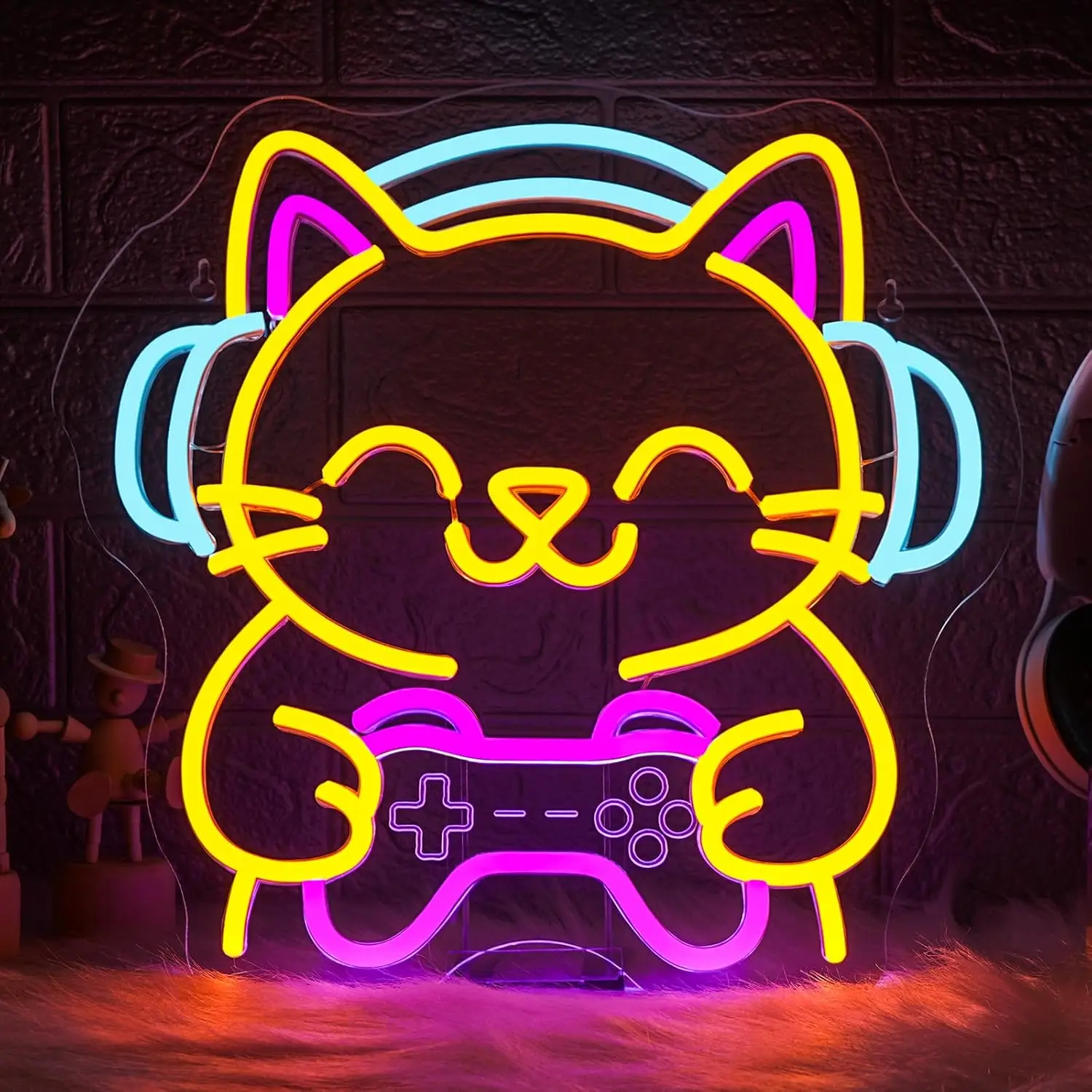 

Неоновая вывеска Game Cat с USB-питанием, регулируемая светодиодная неоновая подсветка, настенный декор для игровой комнаты, спальни, гостиной, бара, вечеринки, подарки на день рождения
