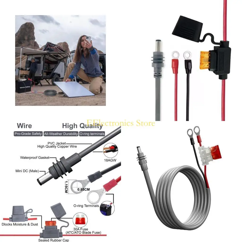 B03C Power Cable Wiring Extension Cable 18AWG Automotive Fuse Holder Waterproof Cable For Solar Generator Accessories