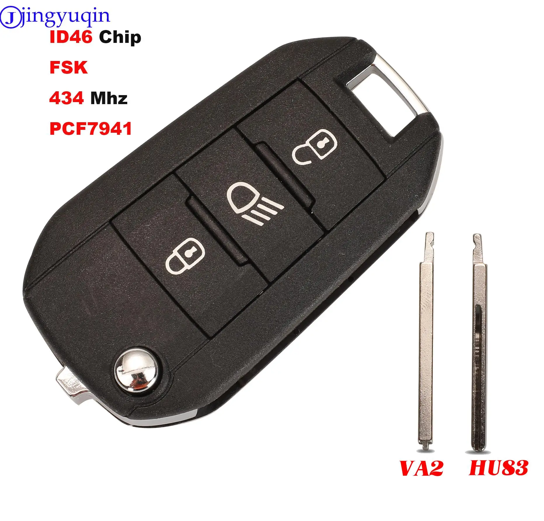 

jingyuqin Remote Car Key For Peugeot 508 3008 2008 301 208 308 408 307 4008 For Citroen C3 C5 Aircross ID46 434mhz PCF7941 FSK