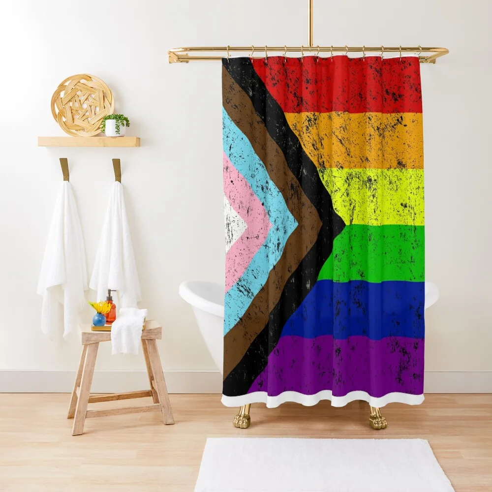 

Progress Pride Flag Shower Curtain Elegant Bathroom For Bathroom Waterproof Fabric Shower Shower For Bathroom Curtain