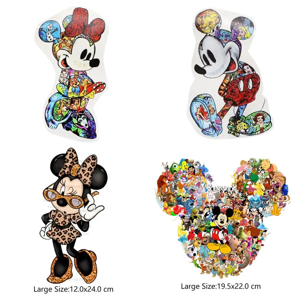 Disney Mickey Mouse Cartoon Heat Transfer Iron On Transfers T Shirt Thermo Stickers Clothing Patch Applique