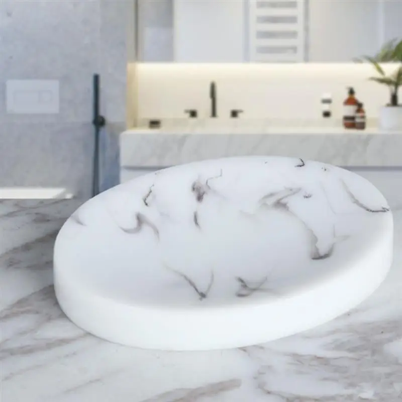 Marble Pattern Soap Dish Holder Shower Soap Tray Resin Soap Storage Rack Container Bathroom Accessories