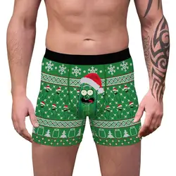 Men Christmas Boxers 3D Print Aseptic Breathable Christmas Underwear Gifts Funny Colorful Quick Dry Men Underpants for Party