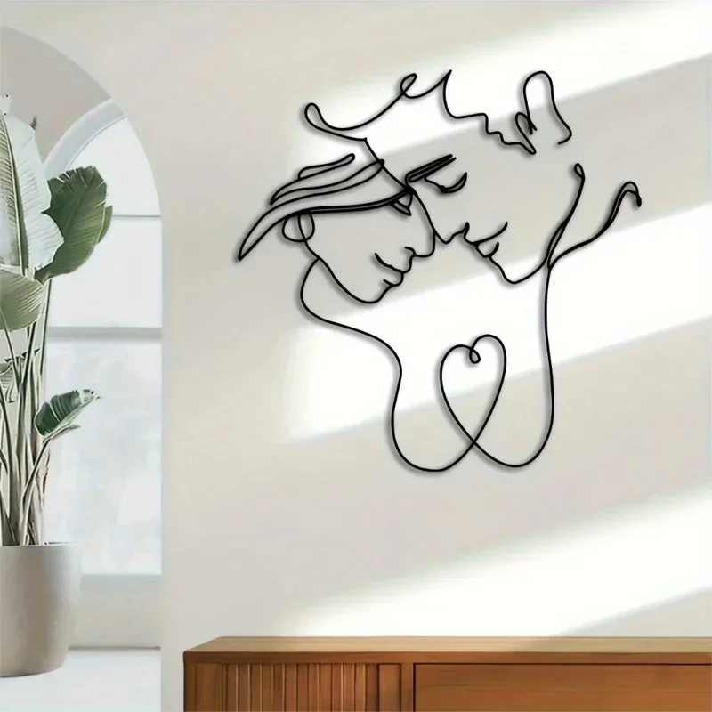 Moderne abstrakte Paar-Gesicht-Liebes-Themen-Metall-Wandkunst-Skulptur für Innen- und Außendekoration