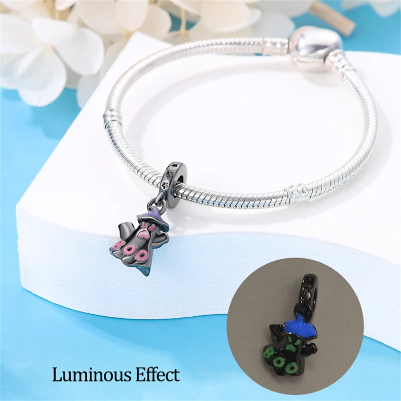 Abalorio de plata de ley 925 con forma de calavera, mariposa, veneno, manzana, compatible con pulsera Pandora original, collar de cuentas, joyería femenina Diy