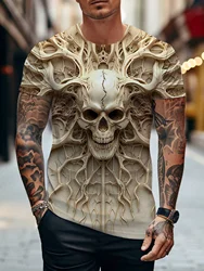 Summer Men's Skull Graphics 3D Printed Tshirt Short Sleeved T-Shirt For Men Daily Streetwear Tees Tops Crew Neck Casual T-shirt