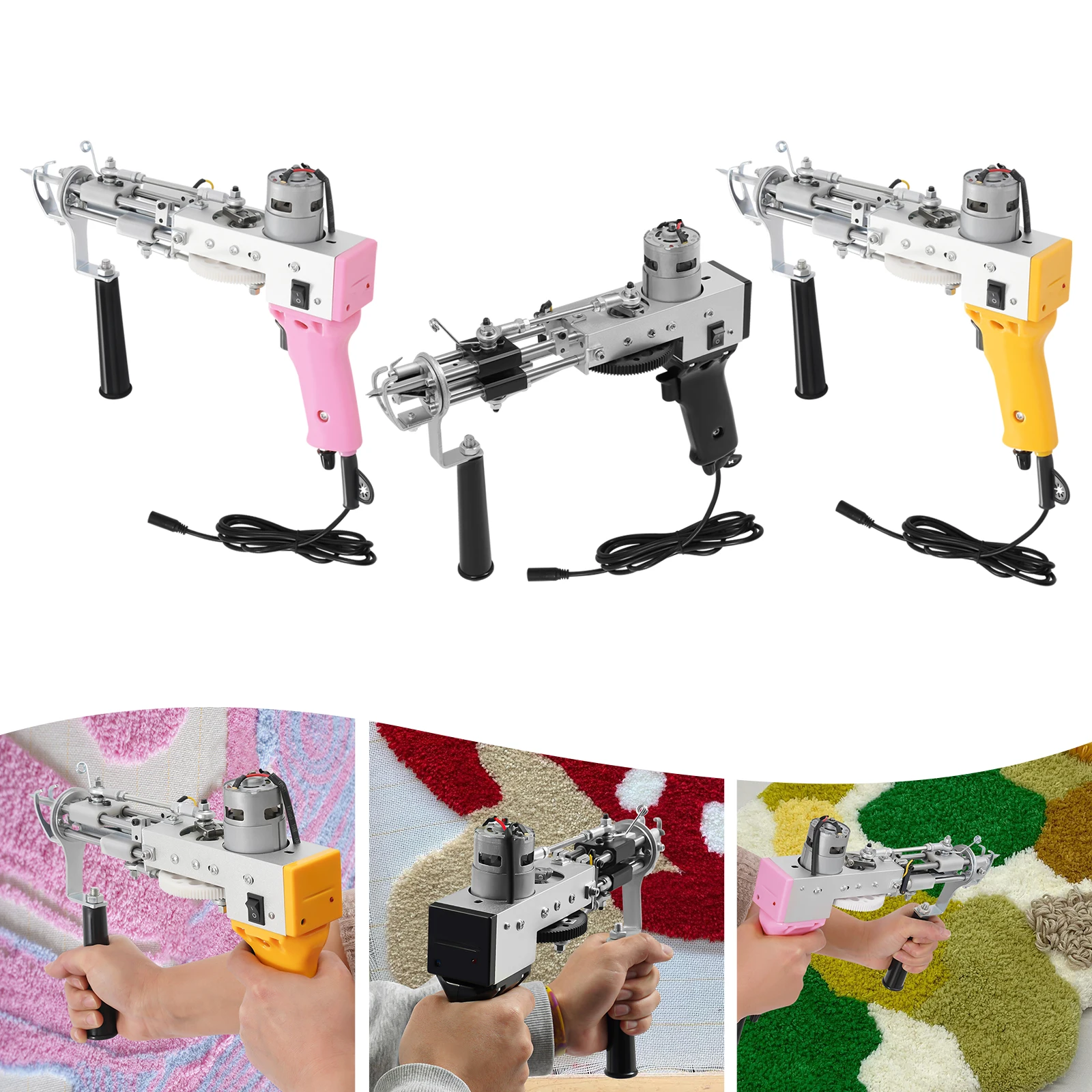 100 W elektrische Tufting-Pistole, 2-in-1 elektrische Teppich-Tufting-Pistole, 13000 U/min, Teppichherstellung, Tufting-Pistole 360 ° Rotation Teppichweberei Mac – Detail 12