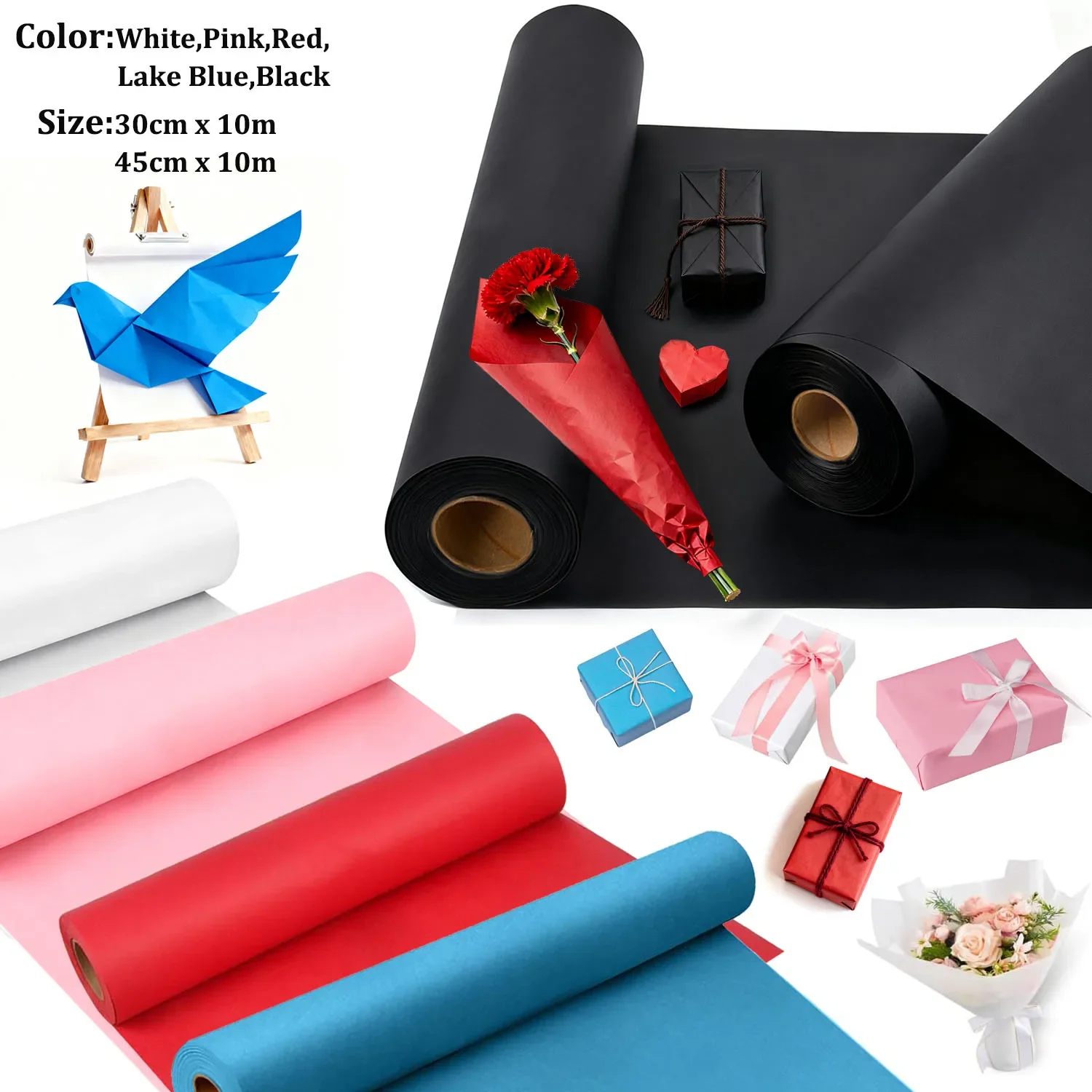 1-2 لفة كرافت لورق الهدايا الأسود اوريغامي التفاف لفة تصميم التعبئة والتغليف الملونة المعاد تدويرها ورق ألبوم القصاصات من الورق المقوى