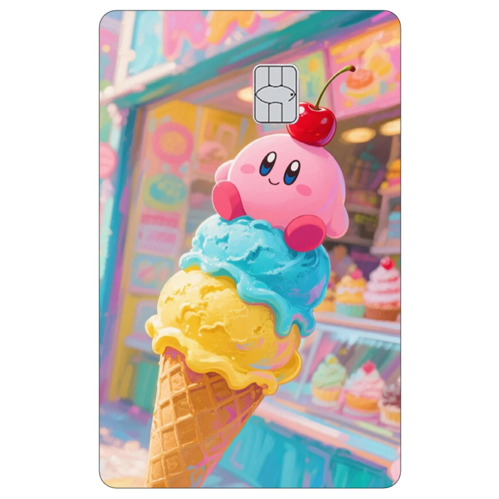 ملصقات جلدية لبطاقة الائتمان كارتون كيربي ملصق Kawaii غير لامع مناسب لـ VISA JCB وبطاقة رئيسية أو بطاقة IC المغناطيسية الأخرى