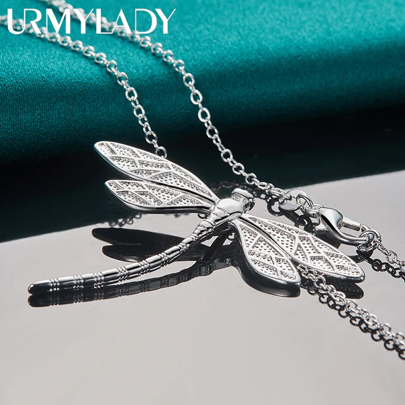 URMYLADY 925 Sterling Silver Dragonfly 16-30 Inch Pendant Necklace For Women Fashion Wedding Engagement Charm Jewelry