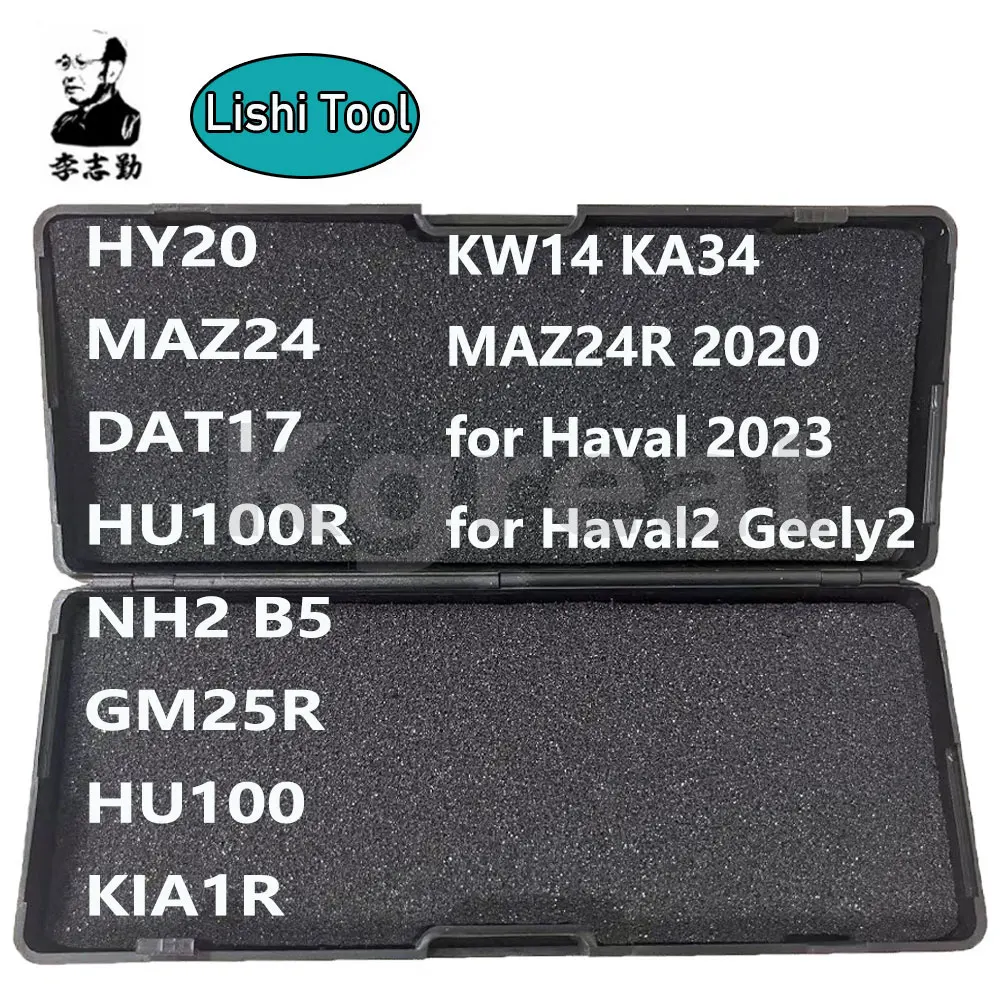 Herramienta Lishi 2 en 1, HY20, MAZ24, DAT17, HU100, HU100R, NH2/B5, GM25R, MAZ24R-2020, KW14/KA34, KIA1R, R59, Haval2, Geely 2, Haval 2023