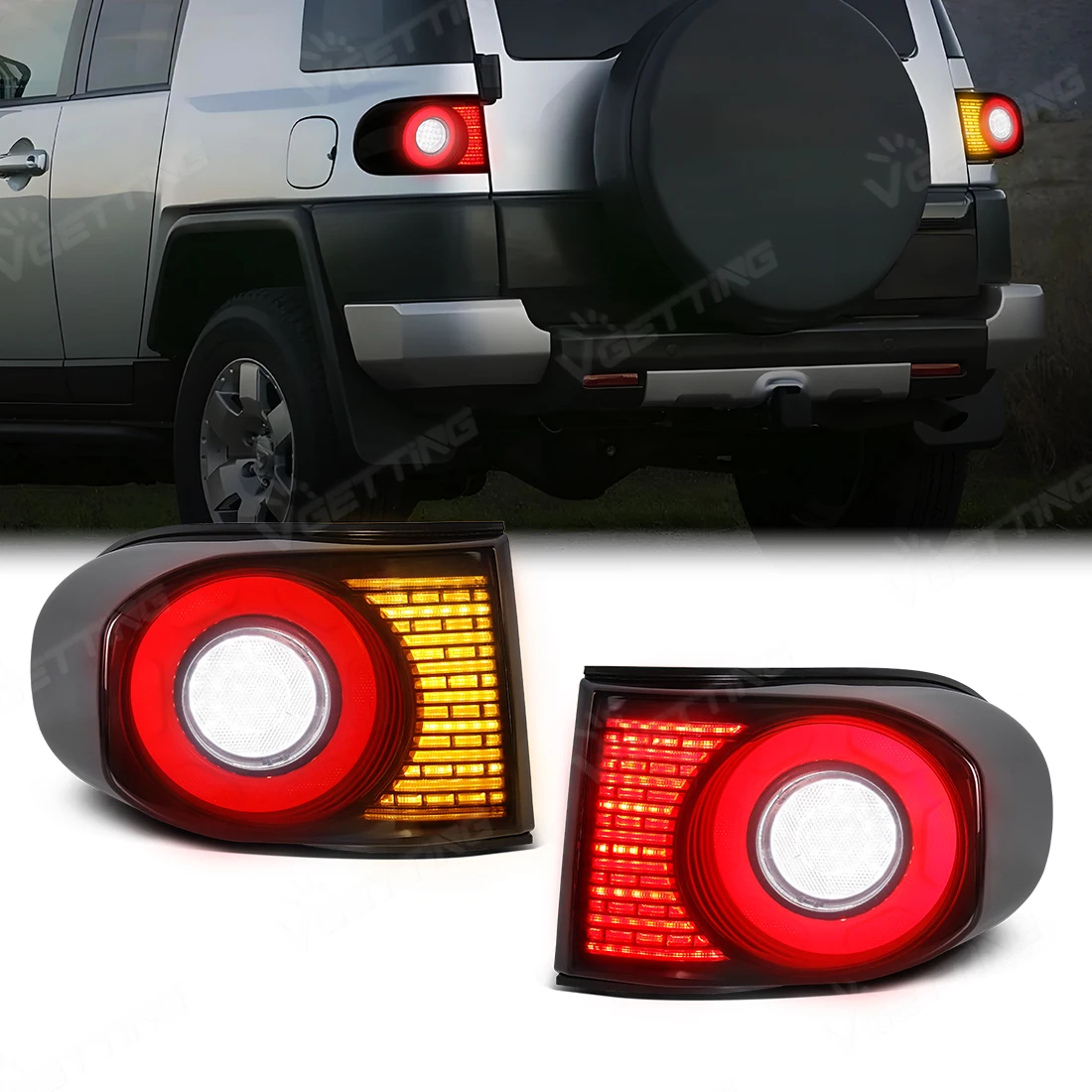 

2PCS Tail Lamps For Toyota FJ Cruiser 2007-2020 Rear Running Brake Reverse Turn Signal Tail Light Car Accessories Taillights