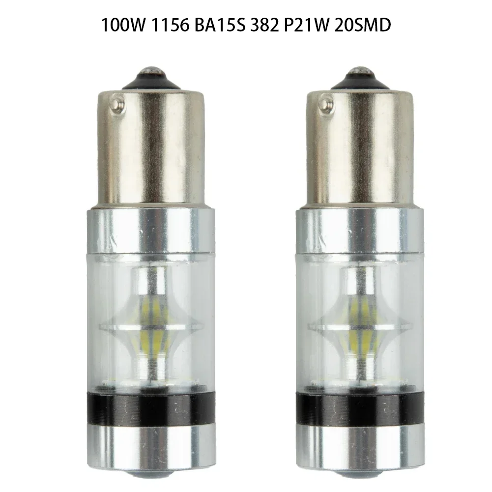 2x Car 100W 1156 LED Stop Reverse Light Canbus Bulb BA15S 382 P21W XBD Bright Turn Signal Lamps Car Truck Lighting Accessories