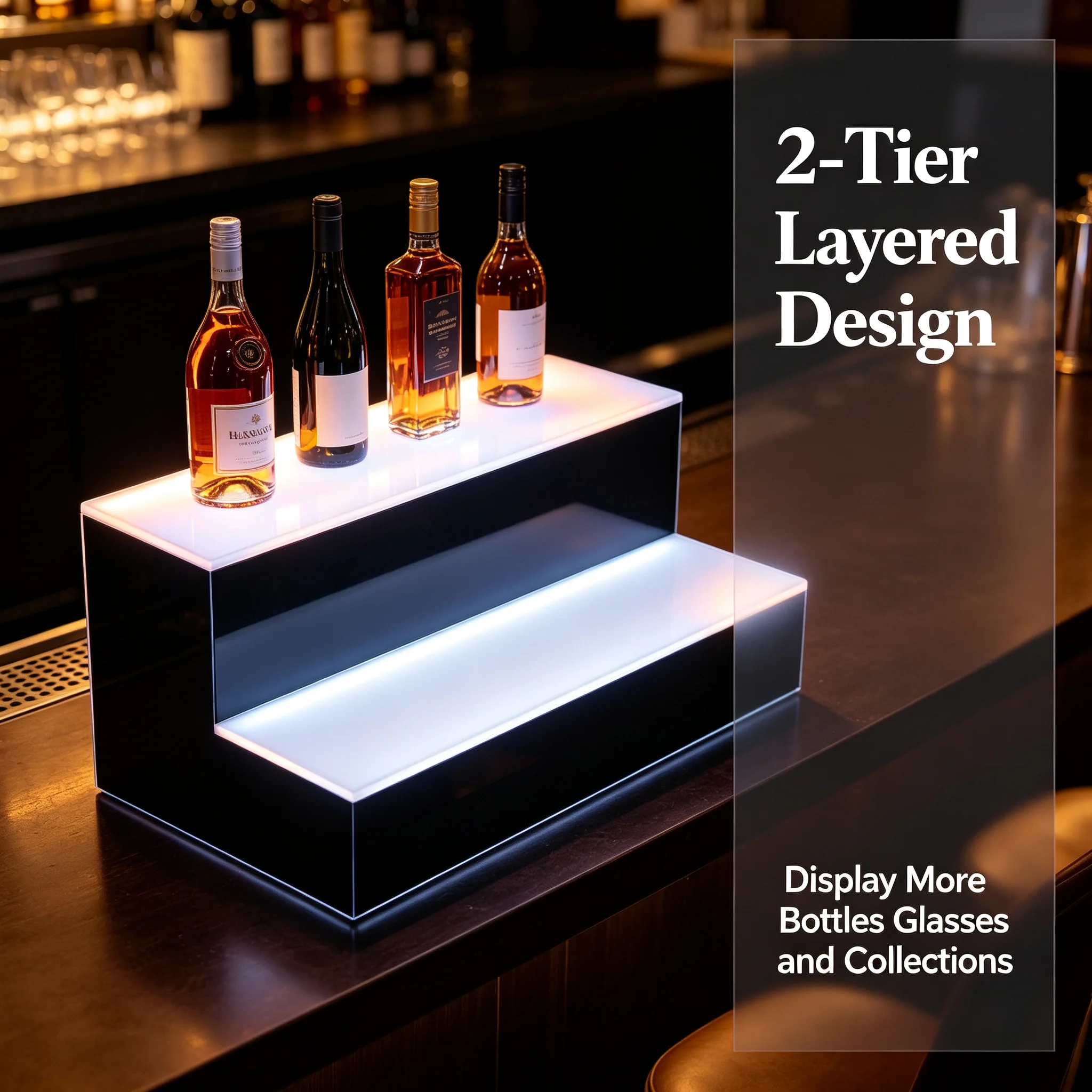 LED Lighted Liquor Bottle Disp - Home Bar Stand ulasan dan harga