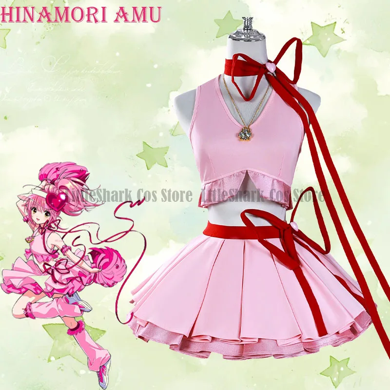 

Hinamori Amu Cosplay Costume Amu Dress Amu Battle Outfit Necklace Adult Stage Christmas Halloween Role Play Uniform for Women