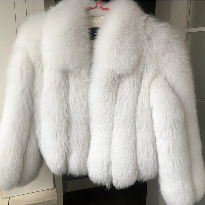 Manteau en Fausse Fourrure de Renard pour Femme et Fille, Veste de Luxe en Peluche, Manches sulf, Blanc et Noir, Haute Qualité