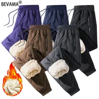 Pantalones cálidos de lana de cordero para hombre, pantalones gruesos a prueba de viento para mantener el calor, pantalones de chándal informales con forro polar para correr en uso diario