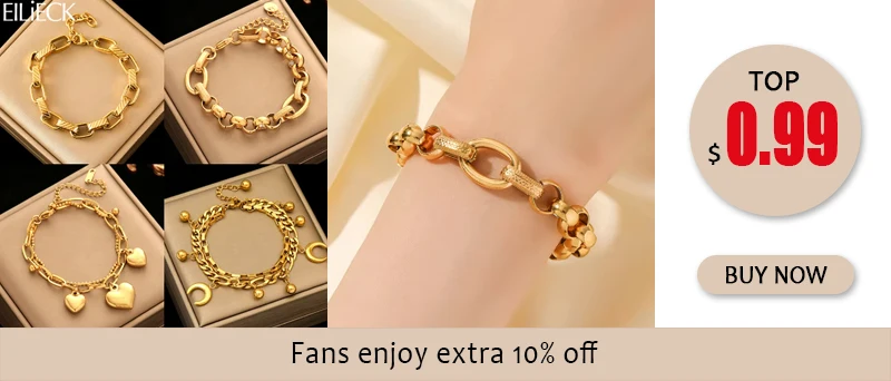 EILIECK 316L Edelstahl Geometrisches Dickes Kettenarmband für Damen, Trendiges 18K Vergoldetes Wasserdichtes Schmuckgeschenk – Detail 4