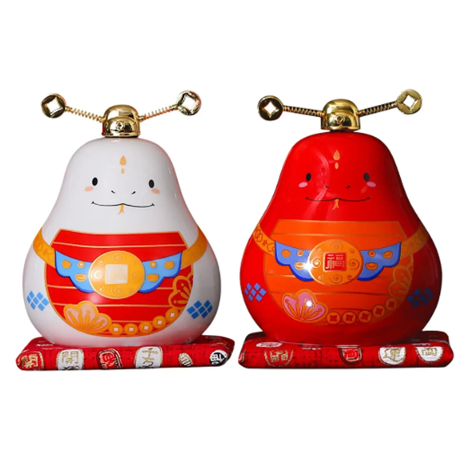 เซรามิคประติมากรรมกล่องเงินของขวัญ Piggy Bank สําหรับห้องนอนงูปีเด็ก