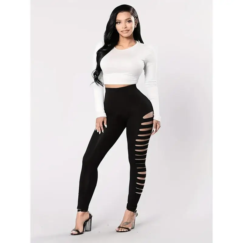 Y8827 Men's Casual Pants Ele Women's Elastic Straight Leg High Waist PVC Fabric Mid-Aged Women's Faion Korean Sle