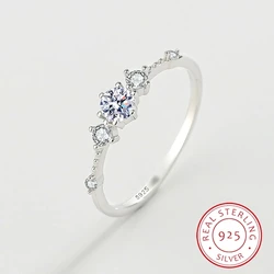 2022 Nieuwe Classic Paar Ringen Voor Vrouwen Vier-Prong Diamond Zirkoon S925 Sterling Zilveren Bruiloft Engagement Gift Vrouwelijke Sieraden