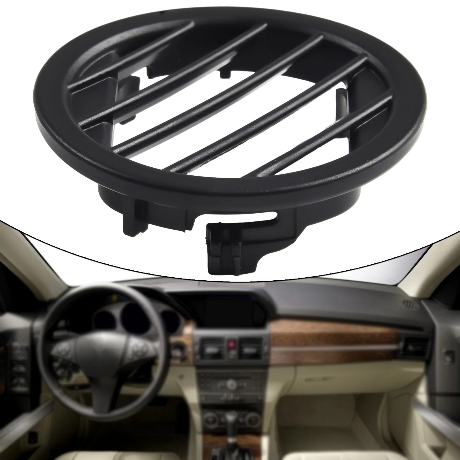 

Round Air Vent Grille Set Spare Replacement 60*17mm ABS plastic Accessories Black For Mercedes-Benz X204 GLK250