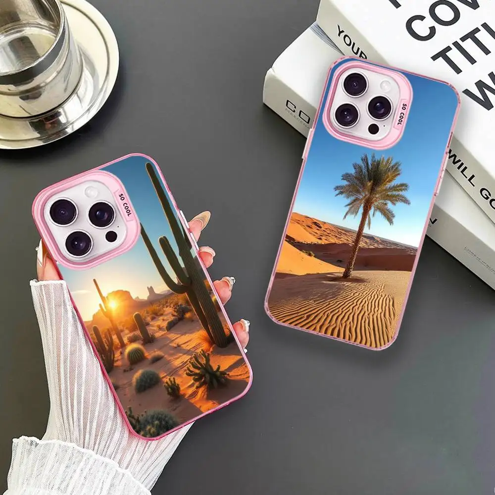

Arid Desert Phone Case For iPhone 16,15,14,13,12,11,Mini,Pro,MAX Pink Matte Shockproof Cover