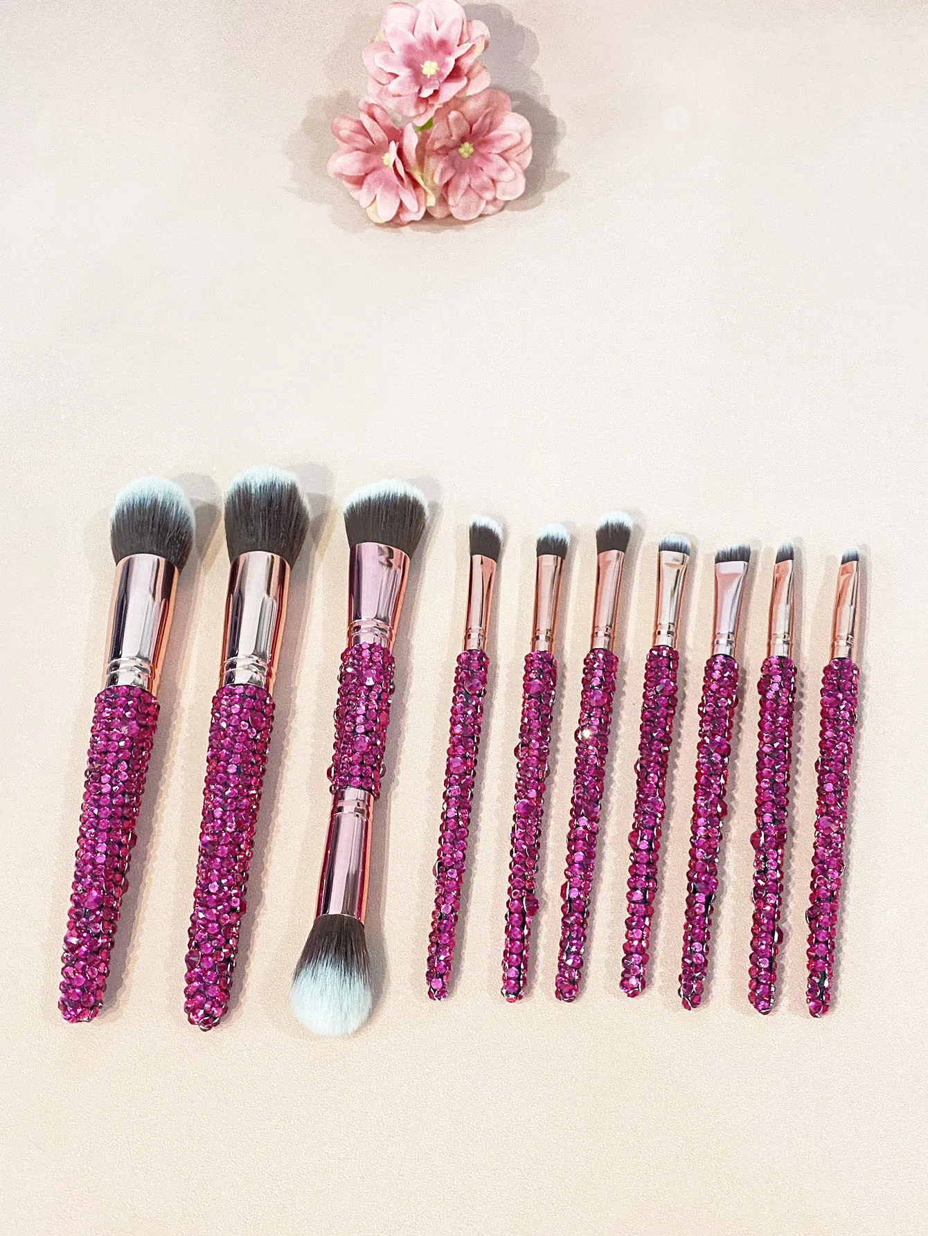 Diamond-Studded Makeup Brushes,  Foundation Blush, Loose Powder Brush, Repairing Brush, Concealer Brush, MakeupBrush Set, 10Pcs