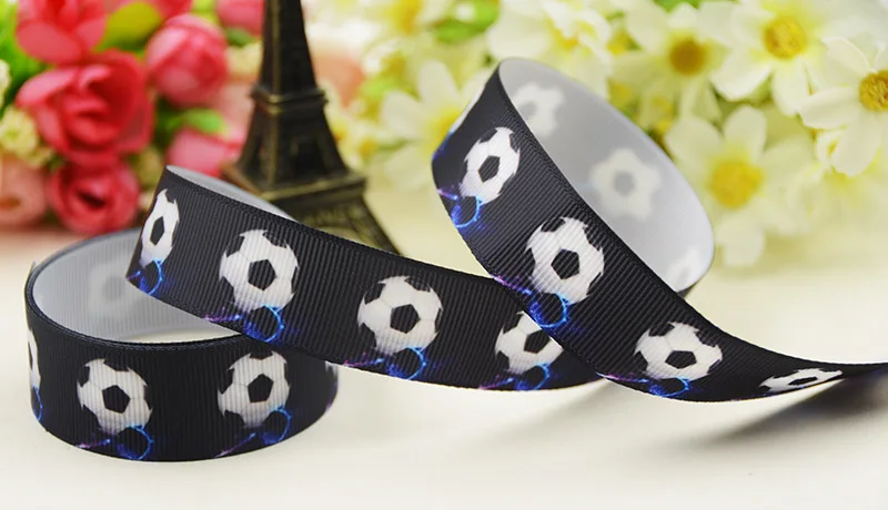 22mm 25mm 38mm 75mm Football Cartoon printed Grosgrain Ribbon party decoration 10 Yards X-05053