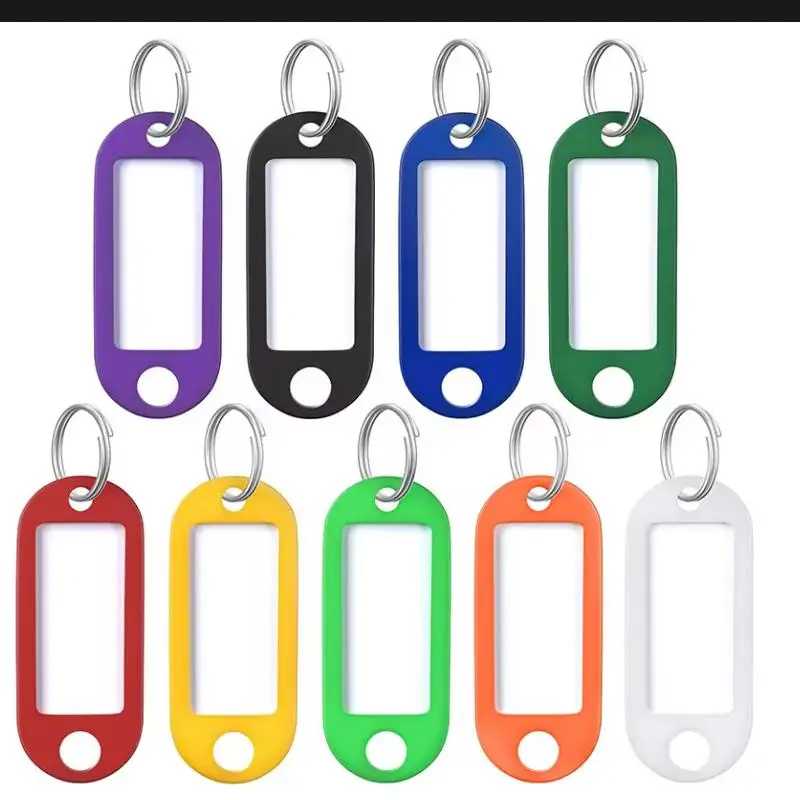 50pcs Plastic Key Tags Split Ring Label Key Chain Numbered Name Baggage Luggage Tags Random Color Labels Identifiers Accessories