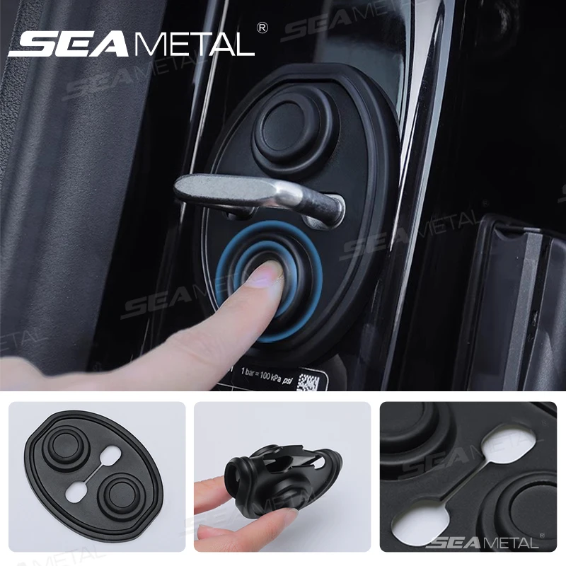SEAMETAL 4 stücke Silikon Auto Türschloss Schnalle Stumm Schock Absorbieren Kissen Elastische Anti-Kollision Auto Tür Latch Schutz Abdeckung