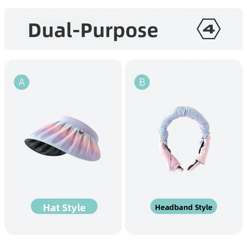 Sun Protection Hat for Girls  Shape Camping Hat Black Glue Rainbow Gradient Summer Cool Hat Anti UV Sunshade Cap