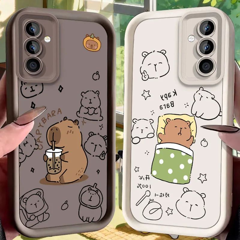 Capybara Drinking Bubble Tea Case for Samsung Galaxy S26 S25 Edge S24 Plus S23 S22 Ultra S21 S20 FE A57 A56 A55 A54 5G A53 Cover
