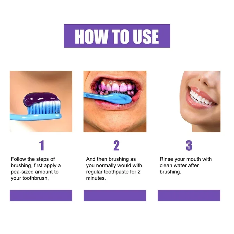 Purple Whitening Toothpaste Anti-Sensitive Removes Stain Removal Teeth Dental Calculi Fresh Breath Tooth Care Products