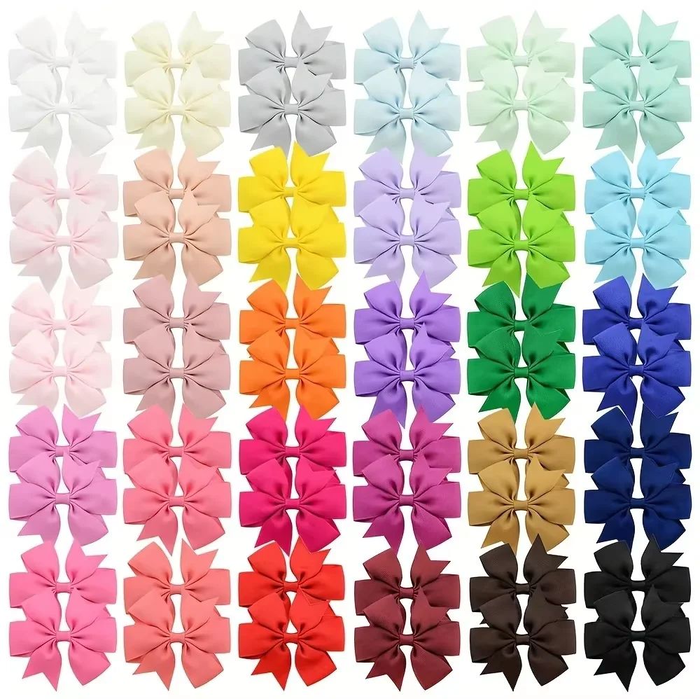 20/30/40/60Pcs Ribbed Ribbon Fishtail Bow Hair Clip Leather Band Hair Cord for Girls Kids Wholesale Headwear Hair Accessories